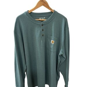 Carhartt Loose Fit Size XL 3 button Long Sleeve Crew Neck Pullover Pocket Logo